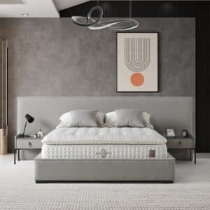 מיטה זוגית מעוצבת עם ארגז מצעים דגם נרקיס