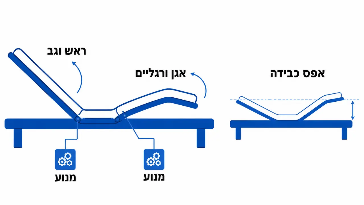 הסבר על מפרט שני מנועים במיטה מתכווננת