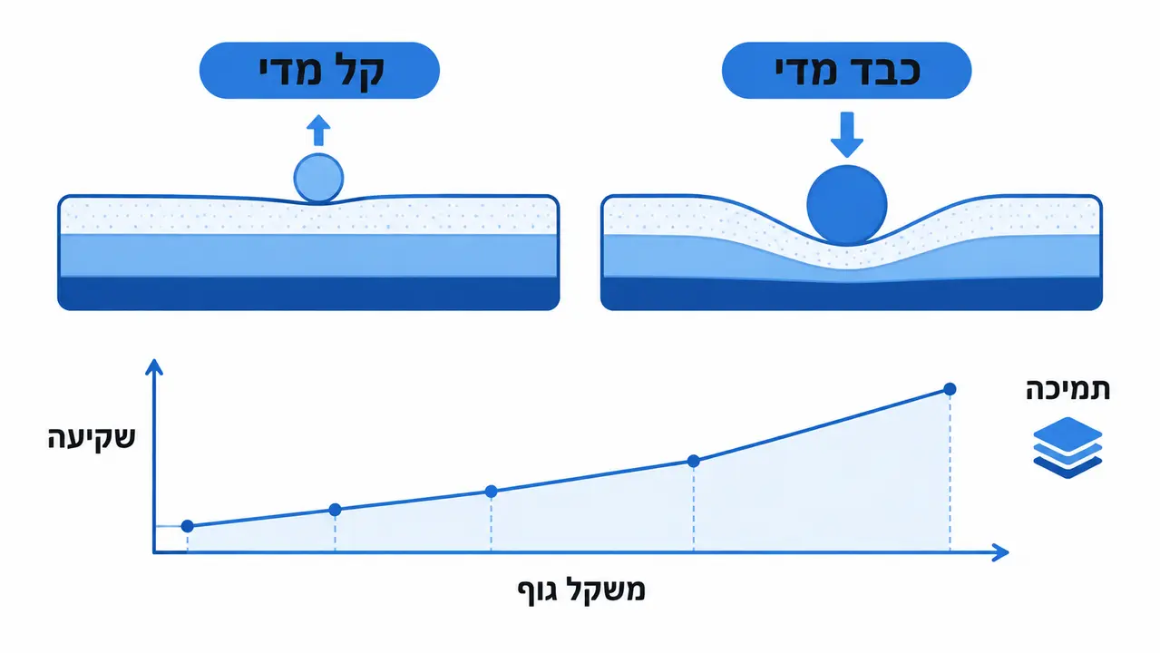 השפעת משקל הגוף על תחושת הקשיחות והתמיכה במזרן