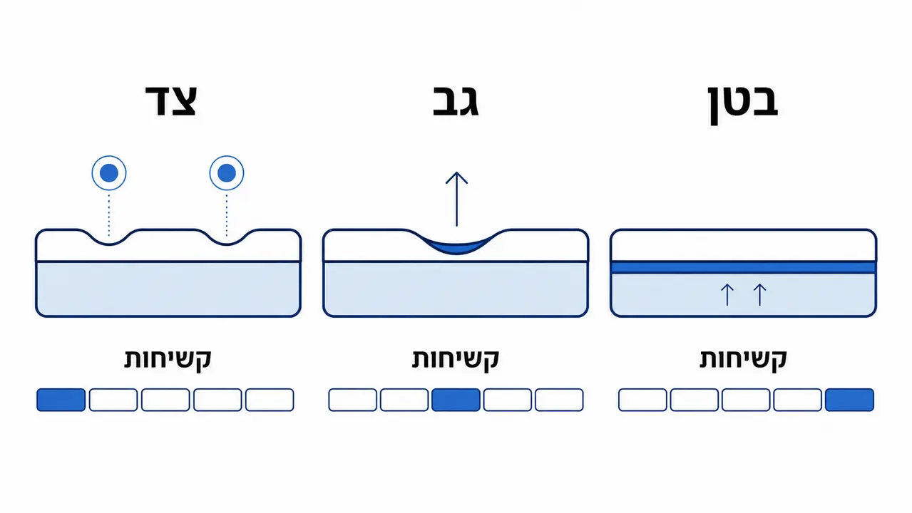 בחירת קשיחות מזרן לפי תנוחת שינה
