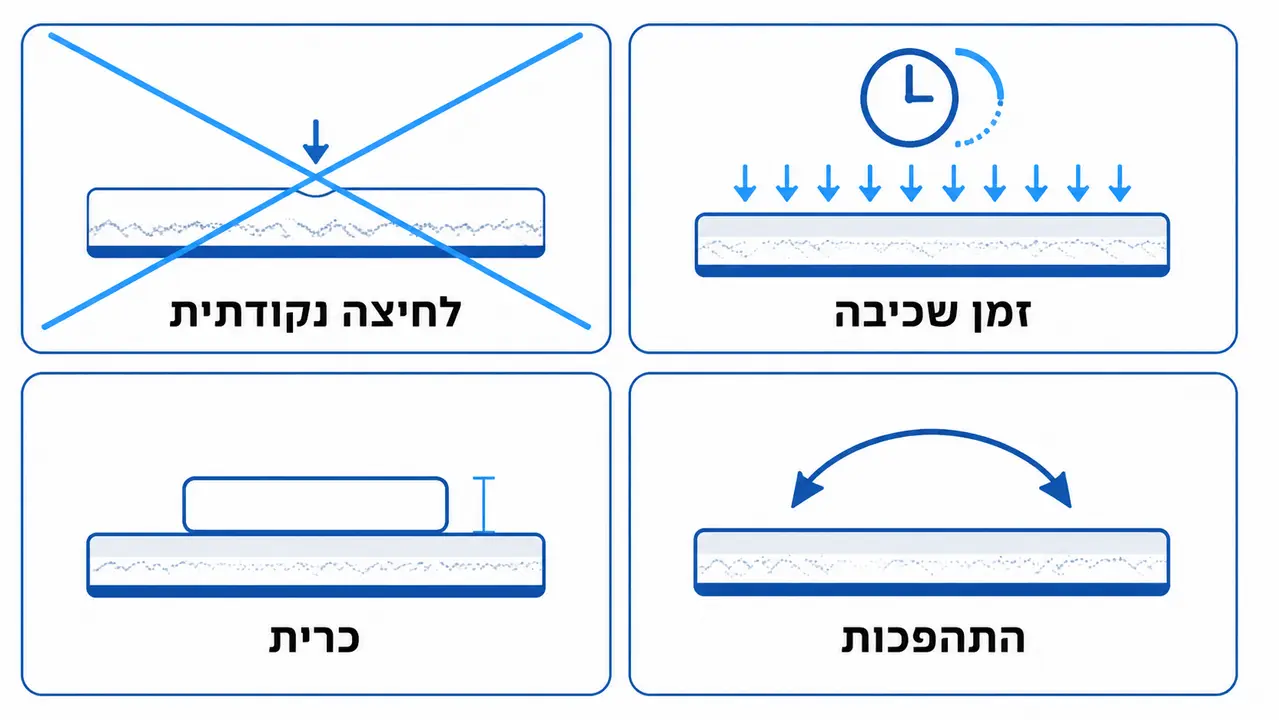 בדיקת קשיחות מזרן נכונה בבית או באולם תצוגה