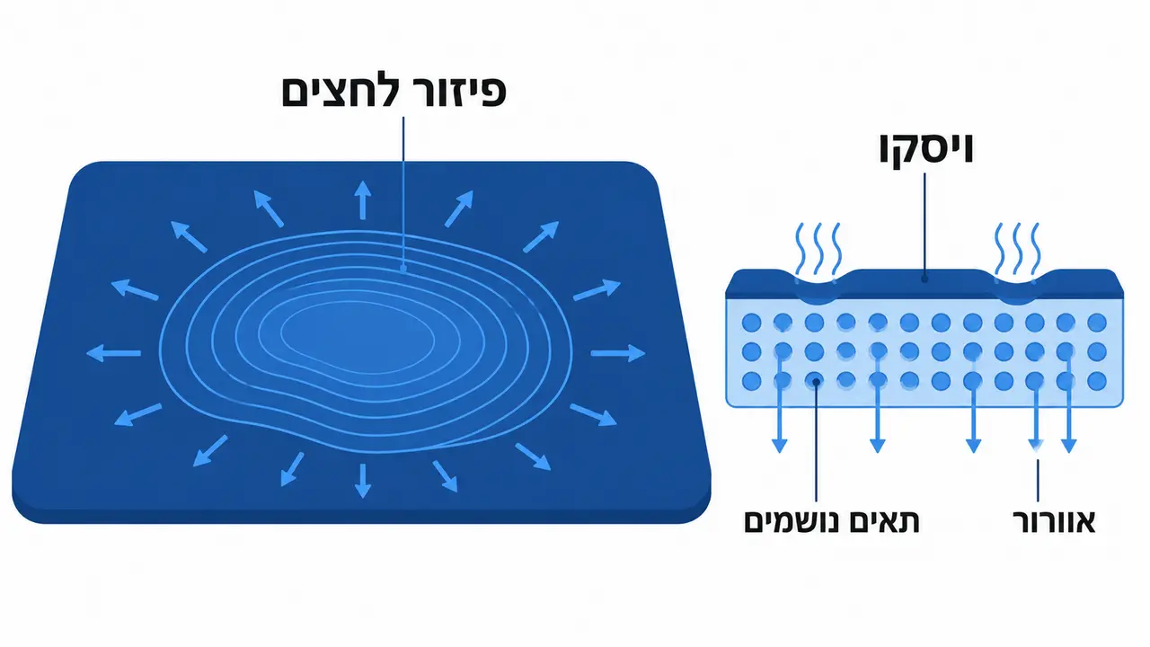 ויסקו ספוג זיכרון כשכבת נוחות ופיזור לחצים