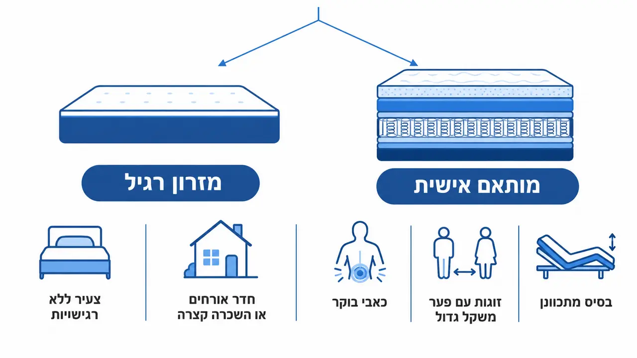 מתי לבחור מזרן מותאם אישית ומתי מזרן רגיל מספיק