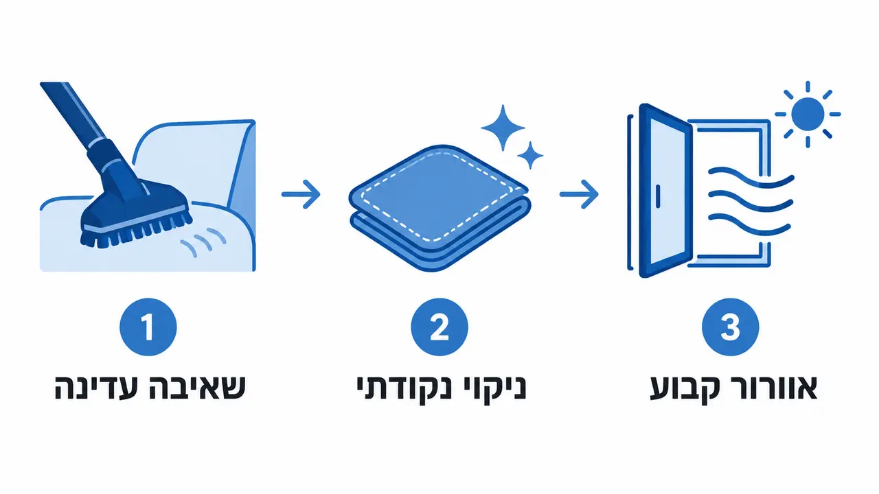 ניקוי ותחזוקה של ראש מיטה מרופד מבד