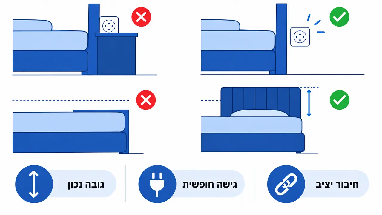 בדיקת מידות ותכנון לפני רכישת ראש מיטה מרופד